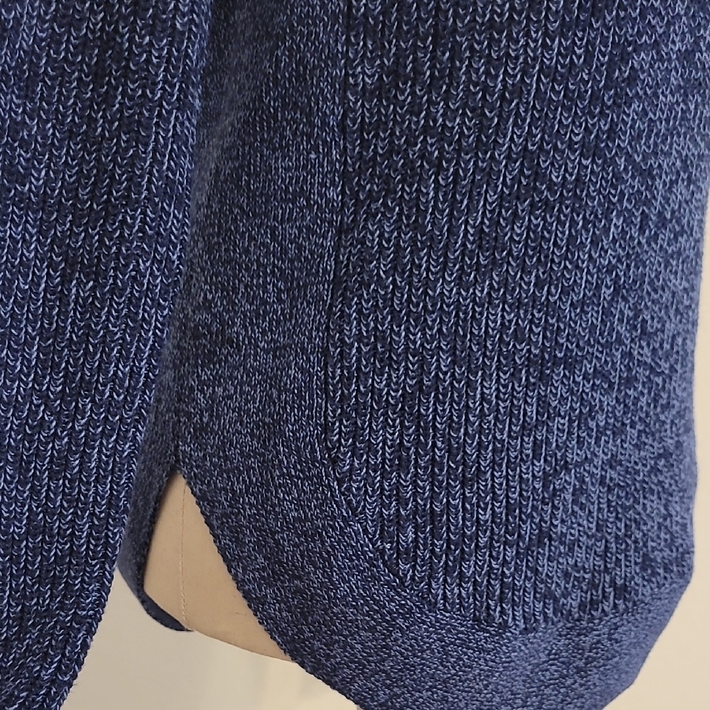 Lord & Taylor Blue Crew Neck Sweater with Ribbed Details - Picture 3 of 4